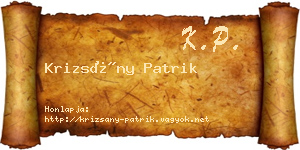 Krizsány Patrik névjegykártya